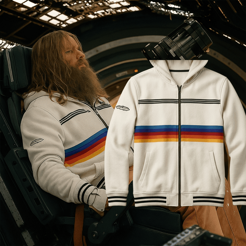 Project Hail Mary Ryan Gosling White Rainbow Stripe Zip Up Hoodie 2026 Project Hail Mary Merch - Loomnari
