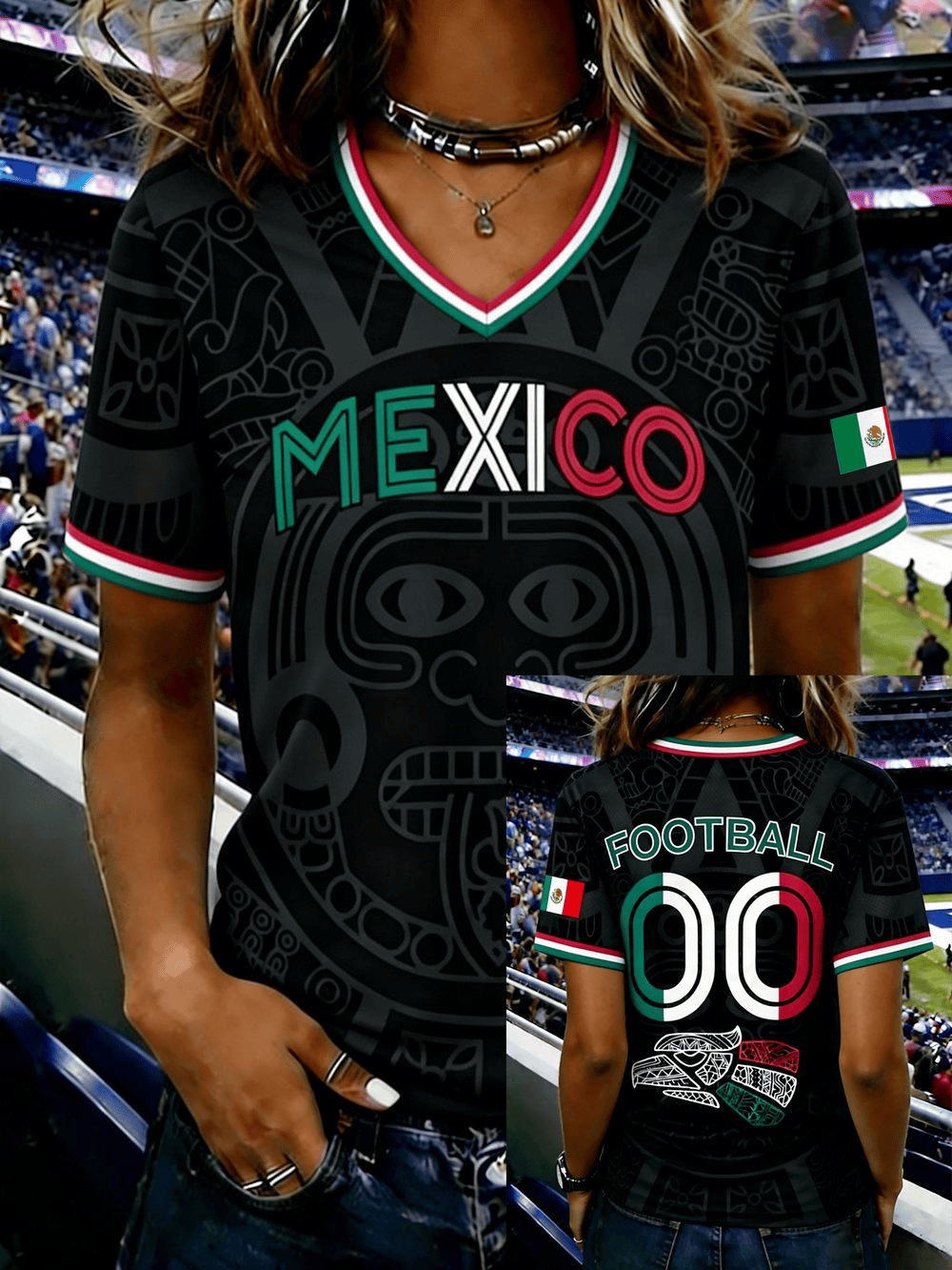 Mexico World Cup 2026 V-Neck T-Shirt Mexican Football Game Day Apparel Gift For Fans - Loomnari