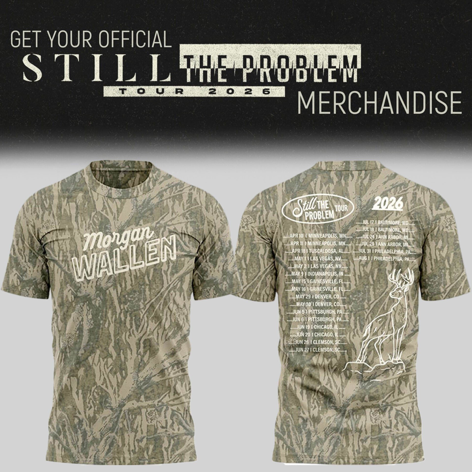Morgan Wallen Still The Problem Tour Merch Camo T-Shirt Morgan Wallen Merch 2026 Fan Gifts - Loomnari