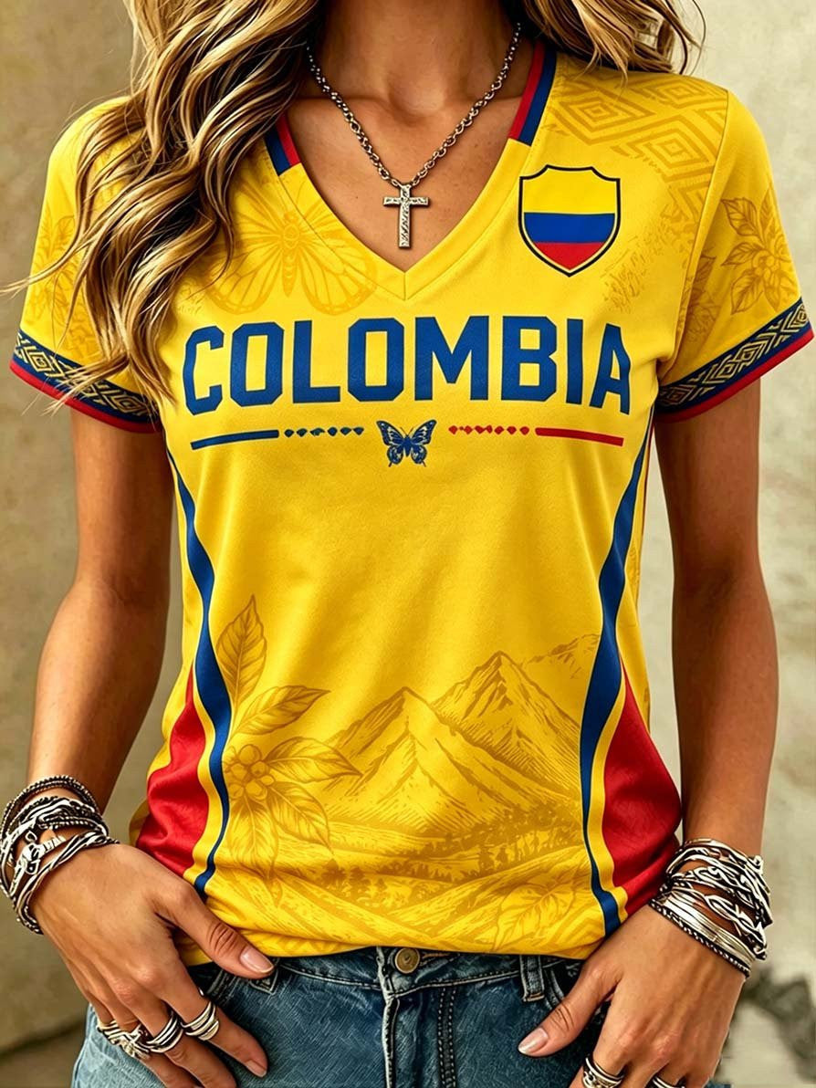 Colombia World Cup Championship 2026 V-Neck Shirt FCF Colombia Merchandise Gift For Teacher - Loomnari