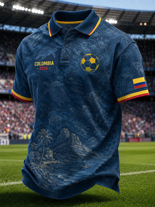 Colombia Football 2026 World Cup Polo Shirt Colombia FIFA Merchandise Gifts For Father's Day - Loomnari
