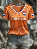 Netherlands Football 2026 World Cup V-Neck Shirt Game Day Merch FIFA Gifts Ideas For Fans - Loomnari