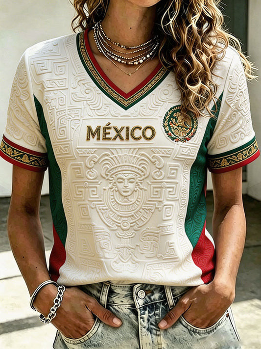 Mexico FIFA World Cup 2026 V-Neck Shirt Mexico Football Team Merch Game Day Gifts For Women - Loomnari