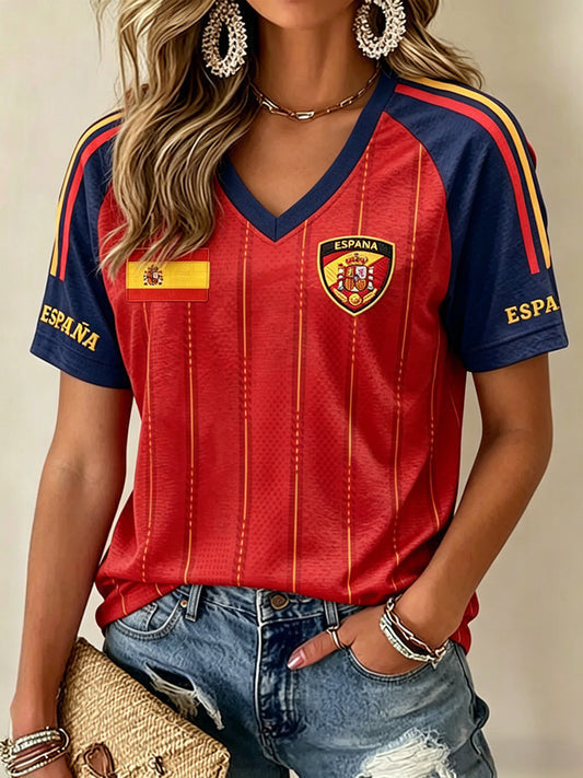 Spain 2026 World Cup V-Neck Shirt Spain FIFA Football Merch Best Gifts For WC Fans - Loomnari