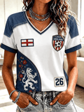England FIFA World Cup 2026 V-Neck Shirt Game Day Attire UK Football Fan Gifts For Her - Loomnari