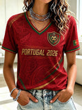Portugal FIFA World Cup 2026 V-Neck Shirt Game Day Outfits Portugal Football Fans Gift For Her - Loomnari