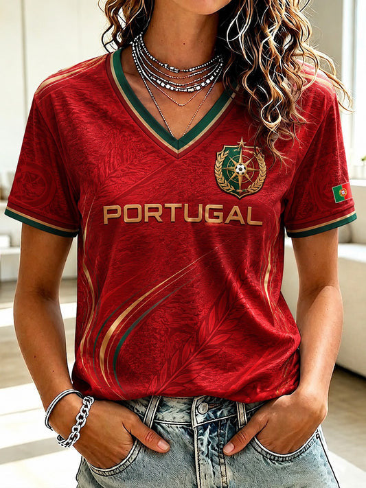 Portugal FIFA World Cup 2026 V-Neck Shirt Game Day Shirts Gift For Portugal Football Fans' - Loomnari