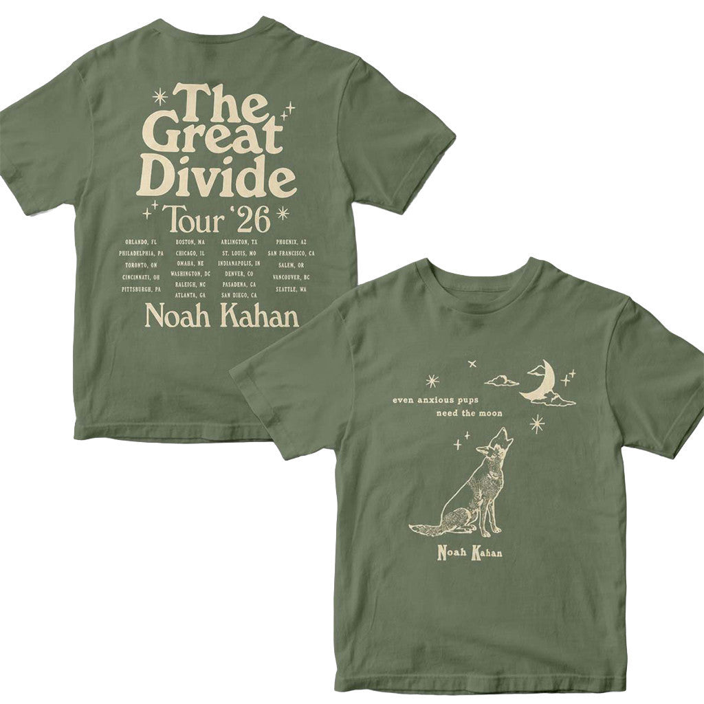 Noah Kahan The Great Divide Tour 2026 Merch North America Orbiter Howling Pup T-Shirt Gift - Loomnari
