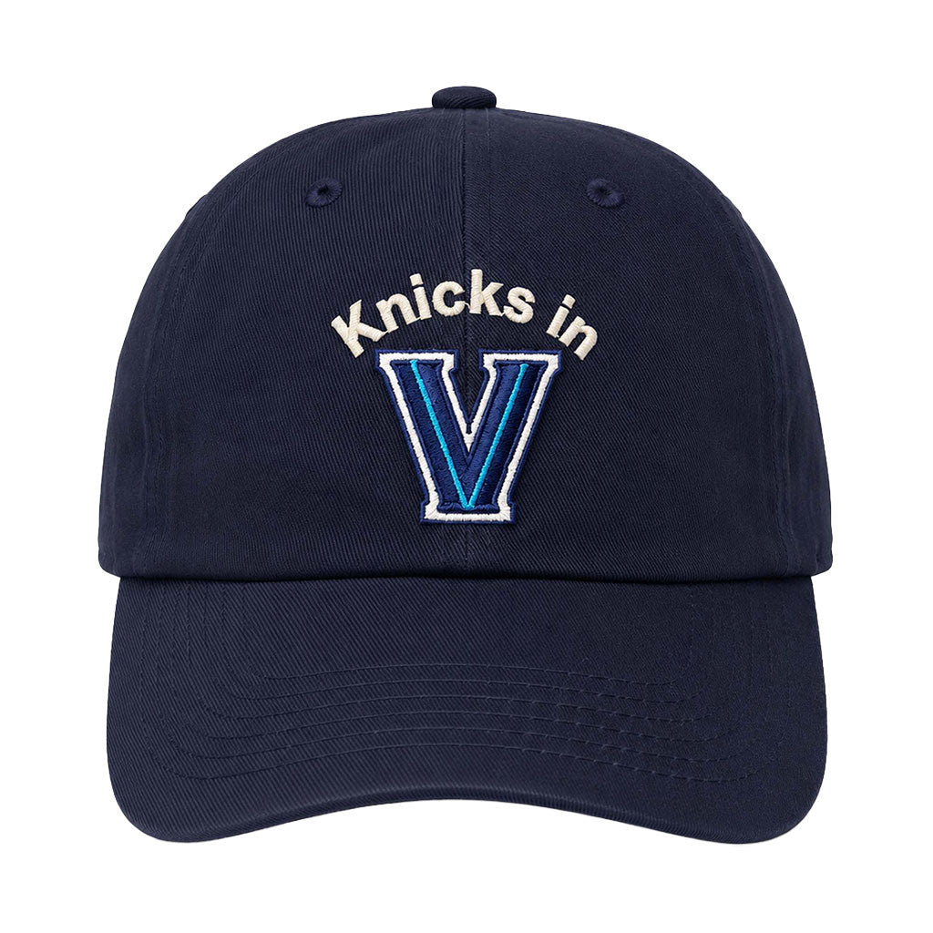 Villanova Knicks Hat 2026 Knicks In V Hat Embroidered New York Knicks Champions Merch Navy - Loomnari