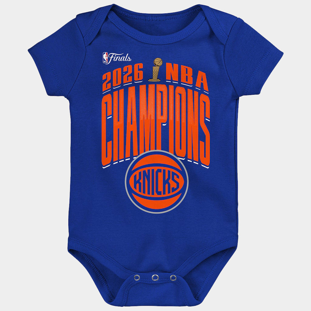 New York Knicks Champions Merch Infant New York Knicks Blue 2026 Finals Champions Bodysuit - Loomnari