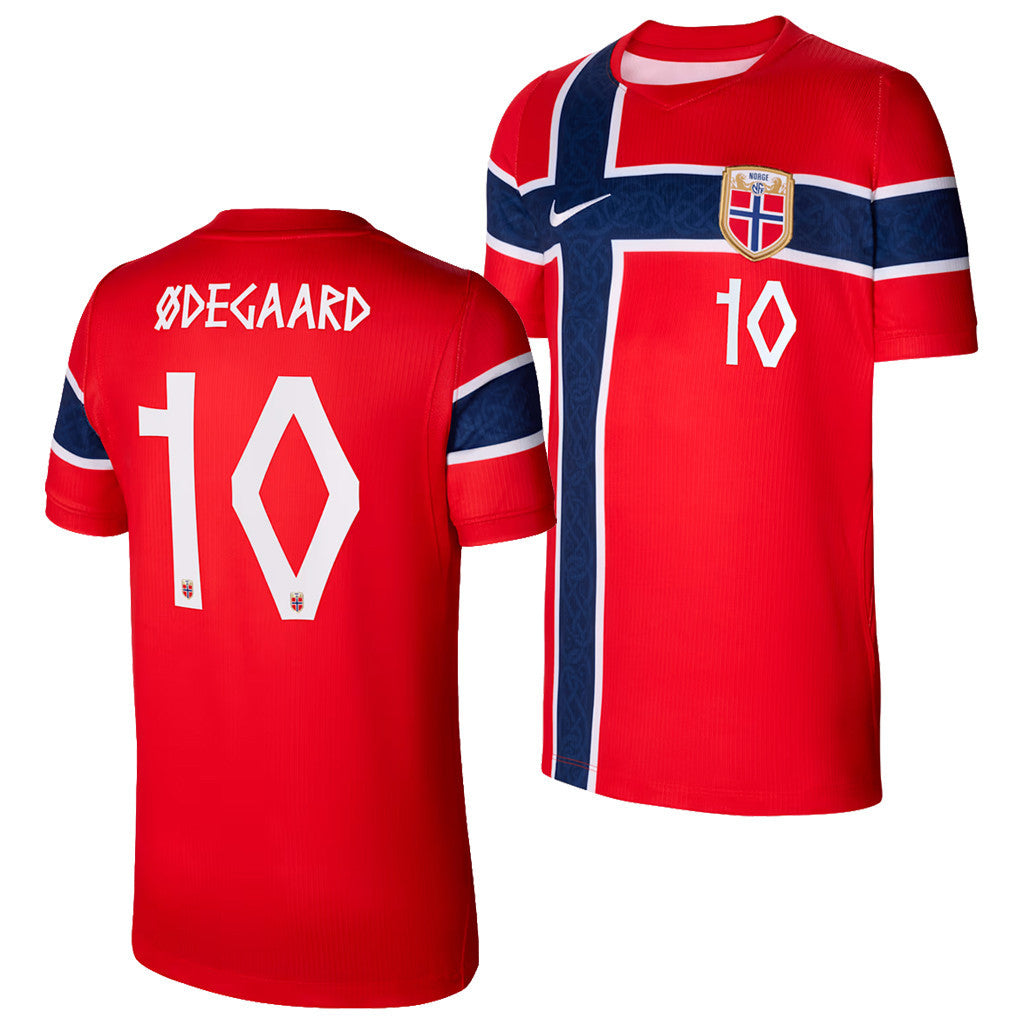Norway National Team Merch 2026 Martin Odegaard #10 Norway National Team Stadium Home Jersey - Loomnari