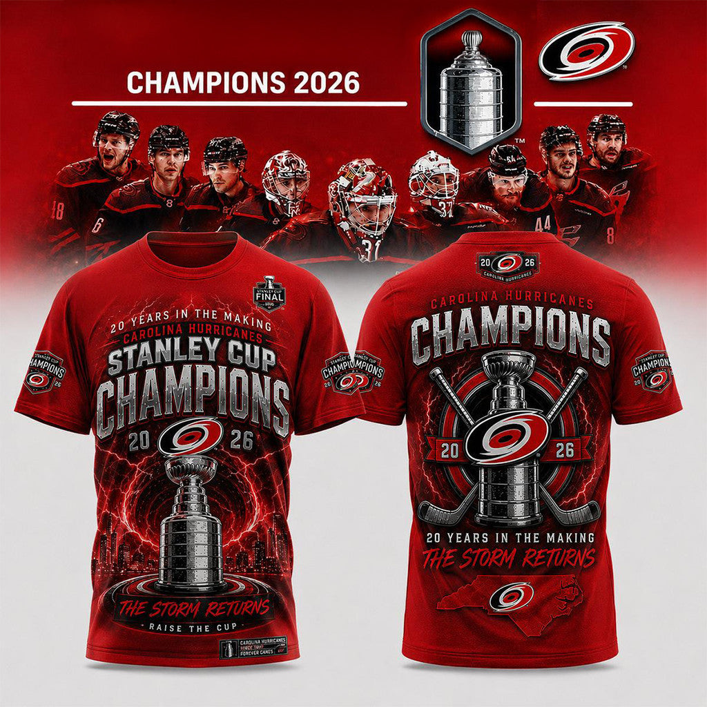 Carolina Hurricanes Stanley Cup Champions 2026 T-Shirt The Storm Returns Shirt Hurricanes Merch - Loomnari