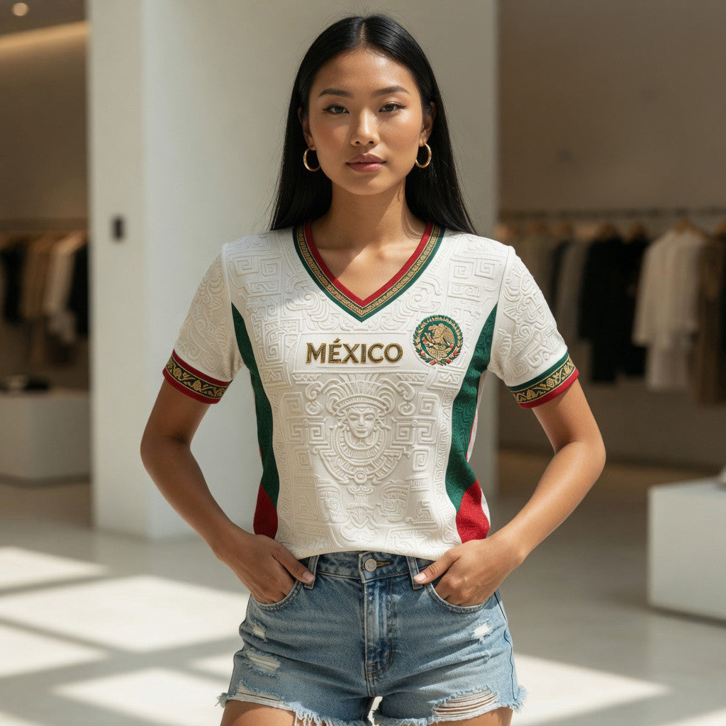 Mexico Football Team V-Neck Shirt Mexico FIFA World Cup 2026 Merch Gift For Women - Loomnari