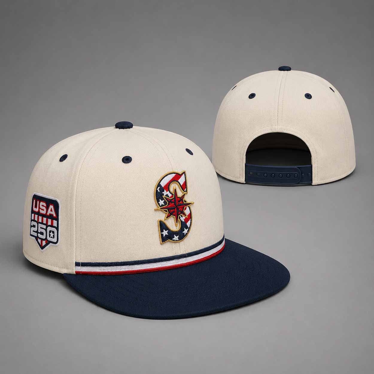 Mariners USA 250th Anniversary Fourth Of July Snapback Hat - Loomnari