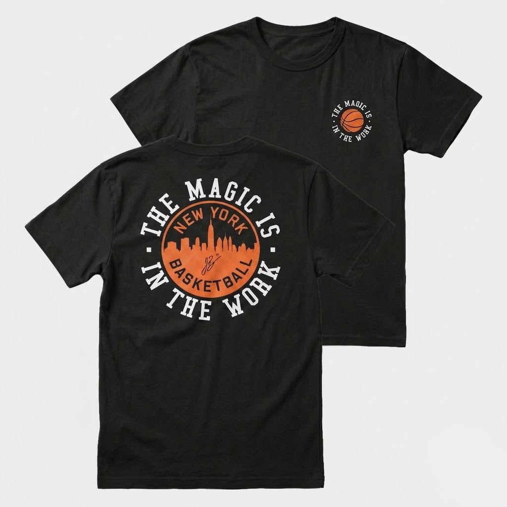 The Faherty X NY Knicks Merch 2026 Jalen Brunson The Magic Is In The Work T-Shirt Knicks Champs - Loomnari