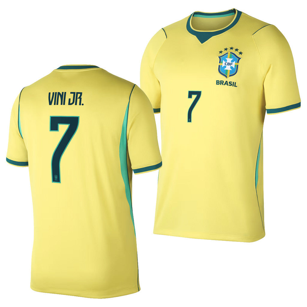 Brazil FIFA World Cup Merch 2026 Vinicius Junior #7 Brazil National Team 2026 Stadium Home Jersey - Loomnari