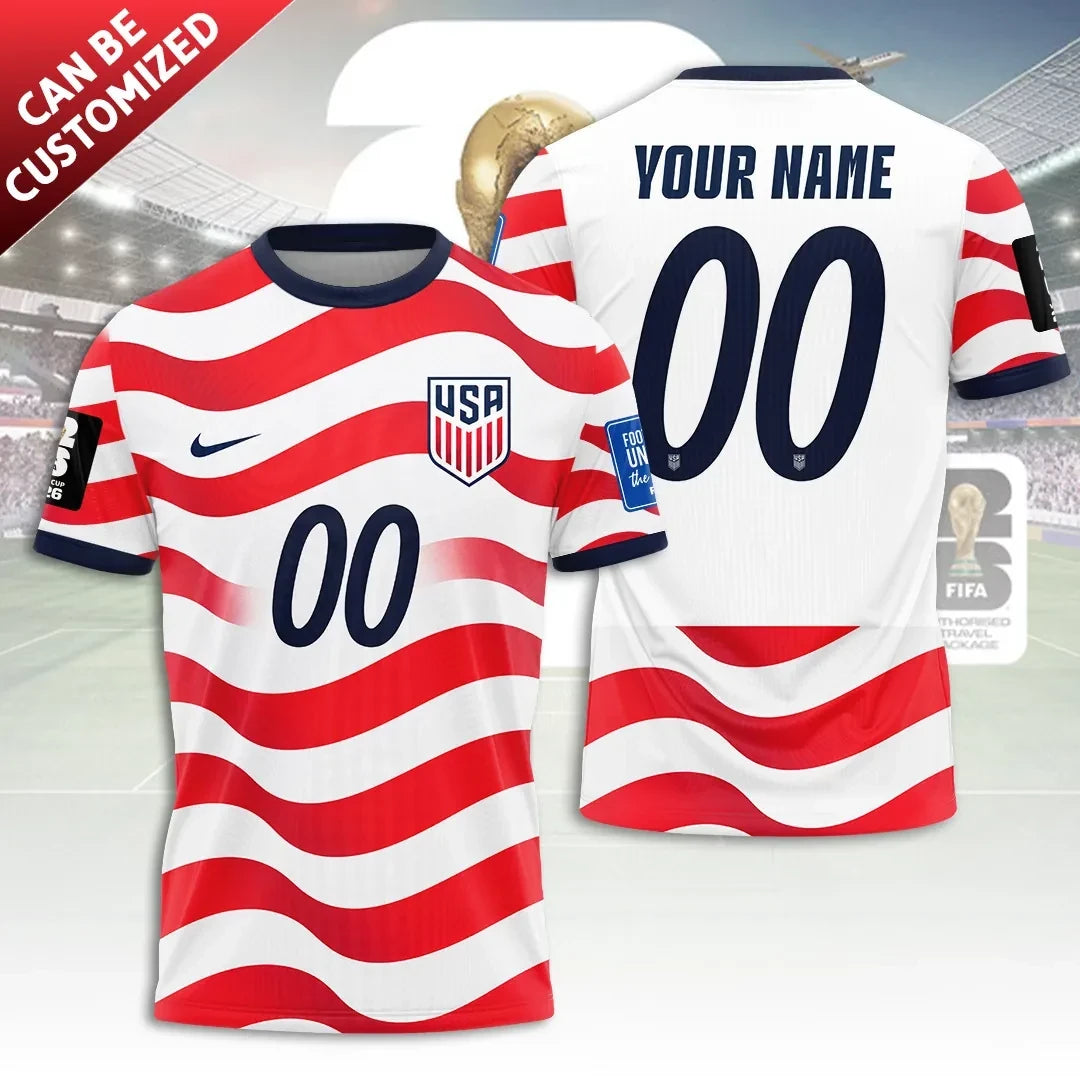 Personalized USA National Football T-Shirt USMNT Merch USA Soccer FIFA World Cup Shirt Fan Gift - Loomnari