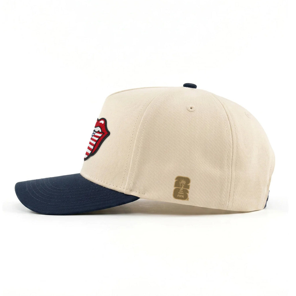FIFA World Cup 2026 Merch WC X Rolling Stones USA Lick Two Tone Hat Embroidered Gift For Fans - Loomnari