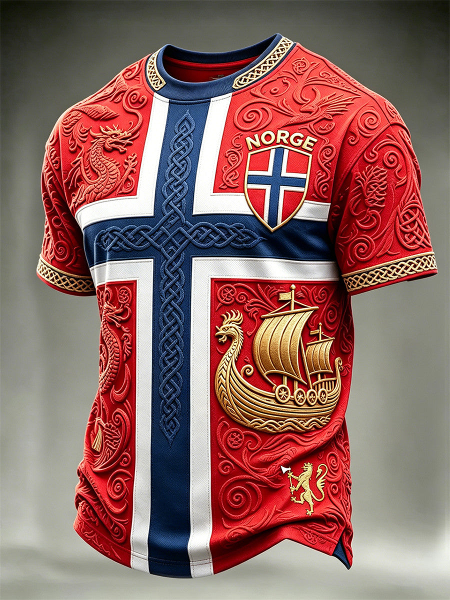 Norway FIFA World Cup 2026 Merch Viking Ship And Dragons Norge Flag T-Shirt Game Day Apparel - Loomnari