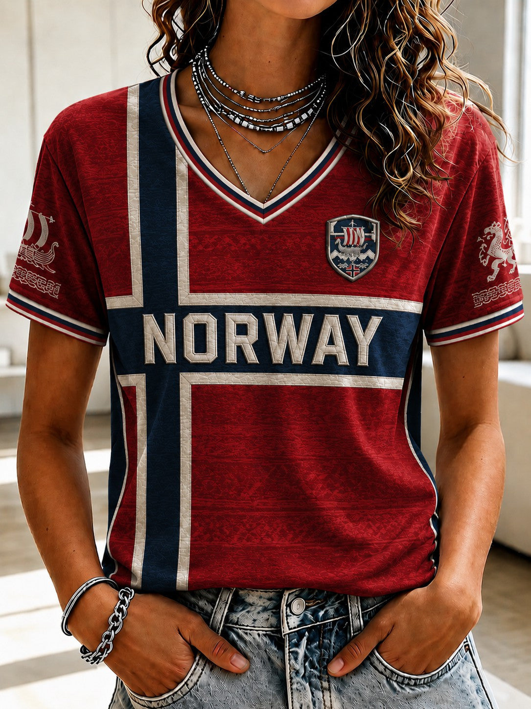 Norway FIFA World Cup 2026 V-Neck Shirt Women's Game Day Apparel Gift For Norway Team Fans - Loomnari