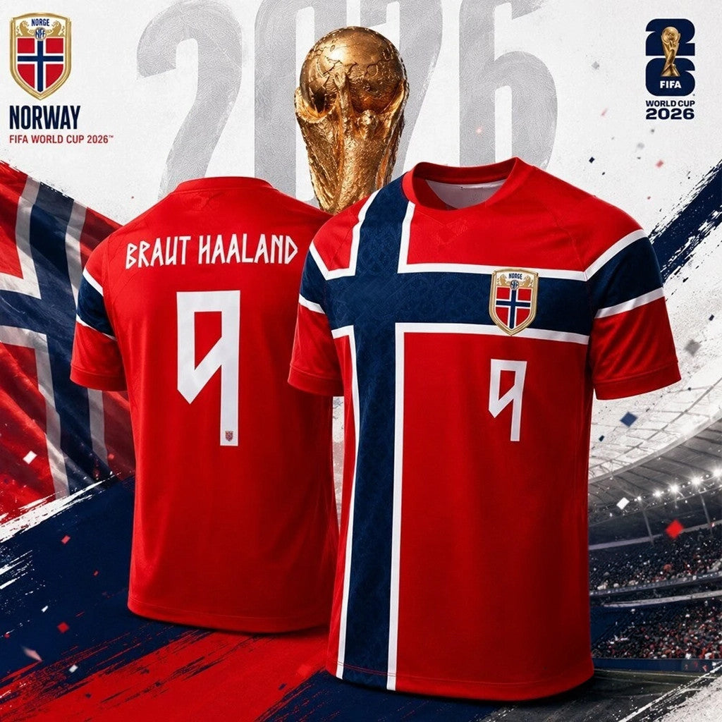 Norway National Football Team FIFA World Cup 2026 Erling Haaland #9 Jersey Norway Fan Gear - Loomnari