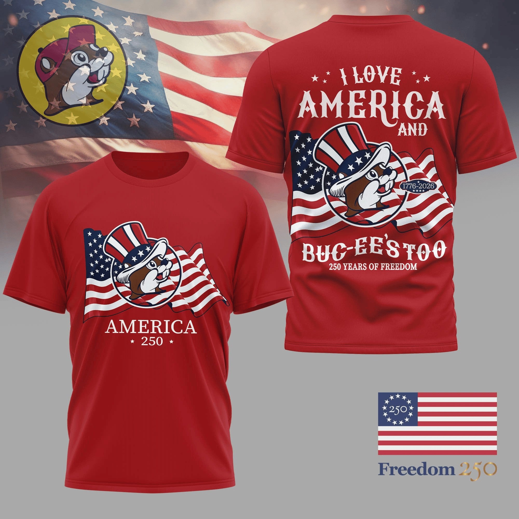 Buc Ee's America 250th Anniversary Shirt 2026 Buc Ee's Merch 4Th Of July Apparel Dad Gifts - Loomnari