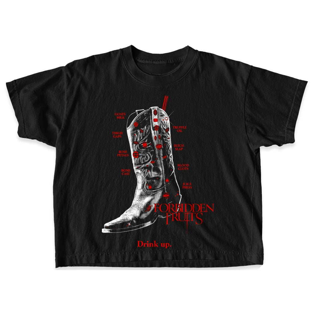 Super Yaki Merch 2026 Super Yaki X Forbidden Fruits Present Drink Up T-Shirt Horror Fan Gifts - Loomnari