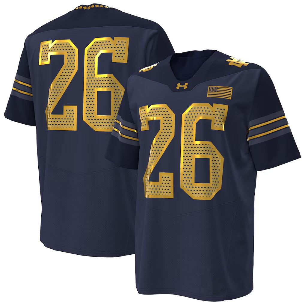 Notre Dame Merch #26 Notre Dame Fighting Irish Under Armour 2026 Shamrock Series Jersey Navy - Loomnari