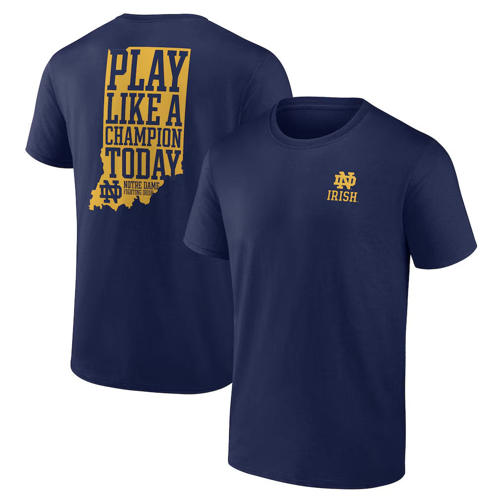 Notre Dame Merch 2026 Notre Dame Fighting Irish Play Like A Champion Today State T-Shirt Navy - Loomnari