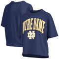 Notre Dame Merch 2026 Notre Dame Fighting Irish Arch Logo T-Shirt Navy Sports Fan Gear Women's - Loomnari