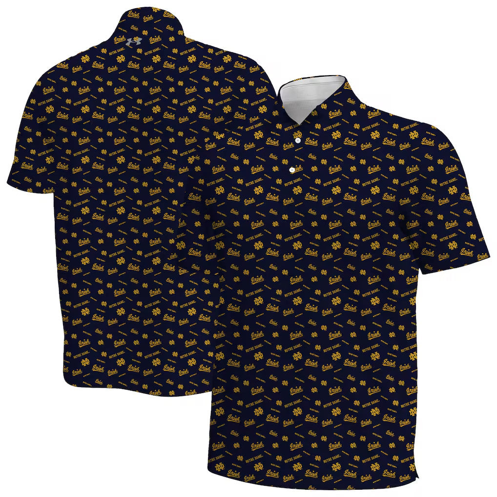 Notre Dame Merch 2026 Under Armour Notre Dame Fighting Irish Gameday Polo Shirt Navy Fan Gear - Loomnari