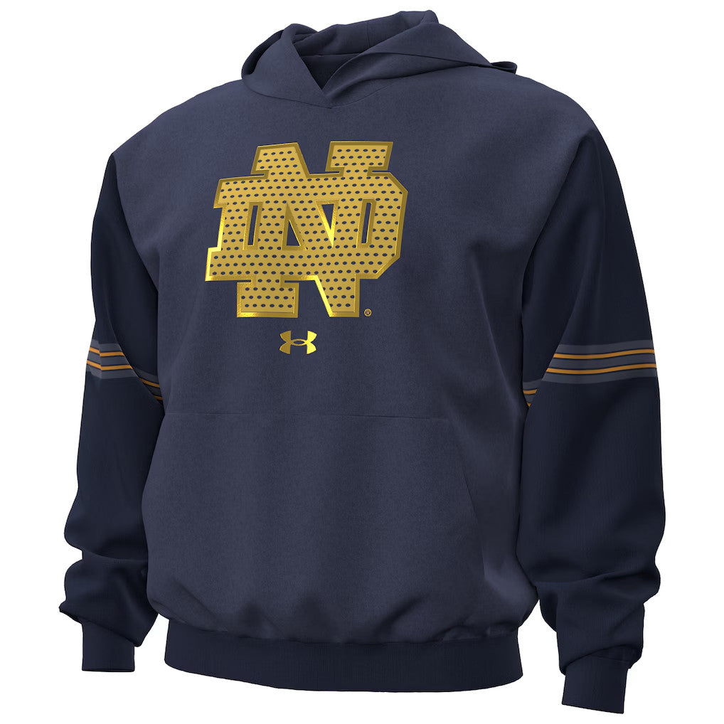 Notre Dame Merch Notre Dame Fighting Irish 2026 Shamrock Series Jersey Icon Taped Hoodie Navy - Loomnari