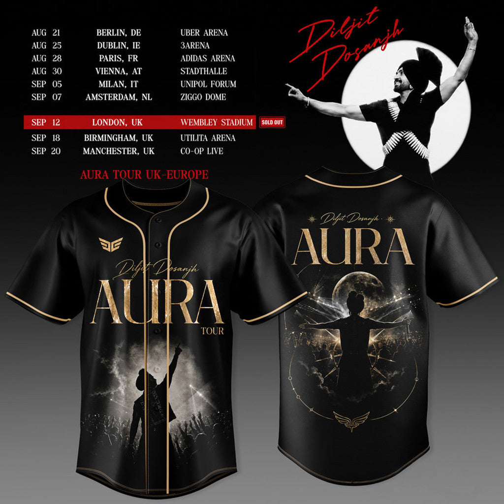 Diljit Dosanjh Aura World Tour 2026 Baseball Jersey Diljit Dosanjh Merch Best Gift For Fans - Loomnari