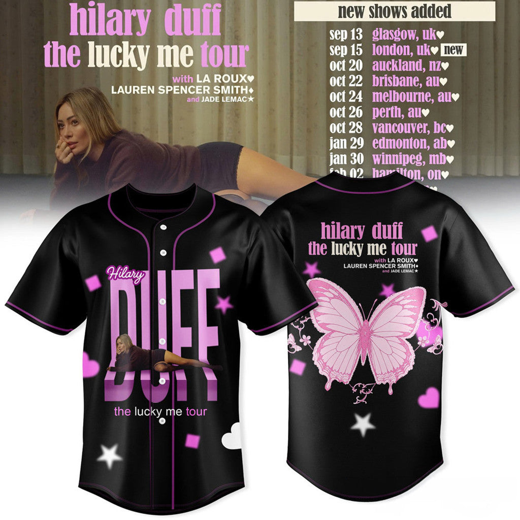 Hilary Duff The Lucky Me Tour 2026 Baseball Jersey Hilary Duff Merch Gift For Music Enthusiast - Loomnari