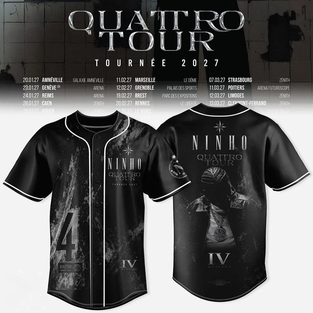 Ninho Quattro Tour 2027 Black Baseball Jersey Ninho Merch Best Gift For Rapper Fans - Loomnari