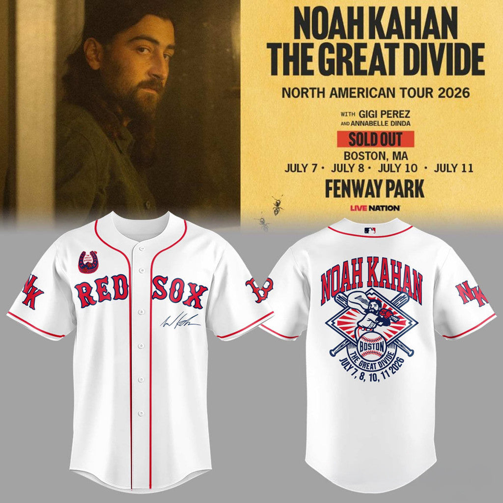 Boston Red Sox X Noah Kahan The Great Divide Tour 2026 At Fenway Park Jersey Noah Kahan Merch - Loomnari