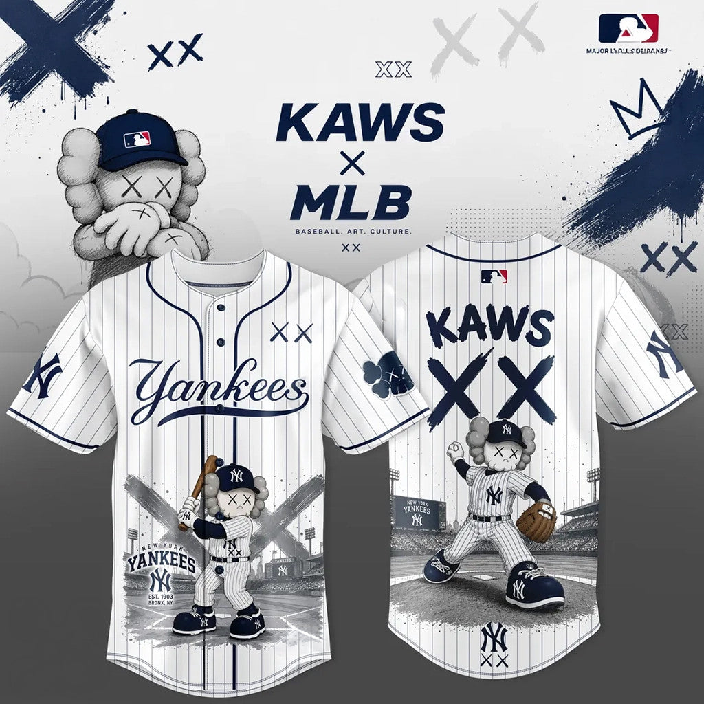 KAWS X New York Yankees 2026 Baseball Jersey NY Yankees Merch Best Gift For Baseball Fans - Loomnari