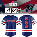 Miami Marlins 250Th USA Celebration Jersey 2026 Miami Marlins Merch Baseball Lover Gifts - Loomnari