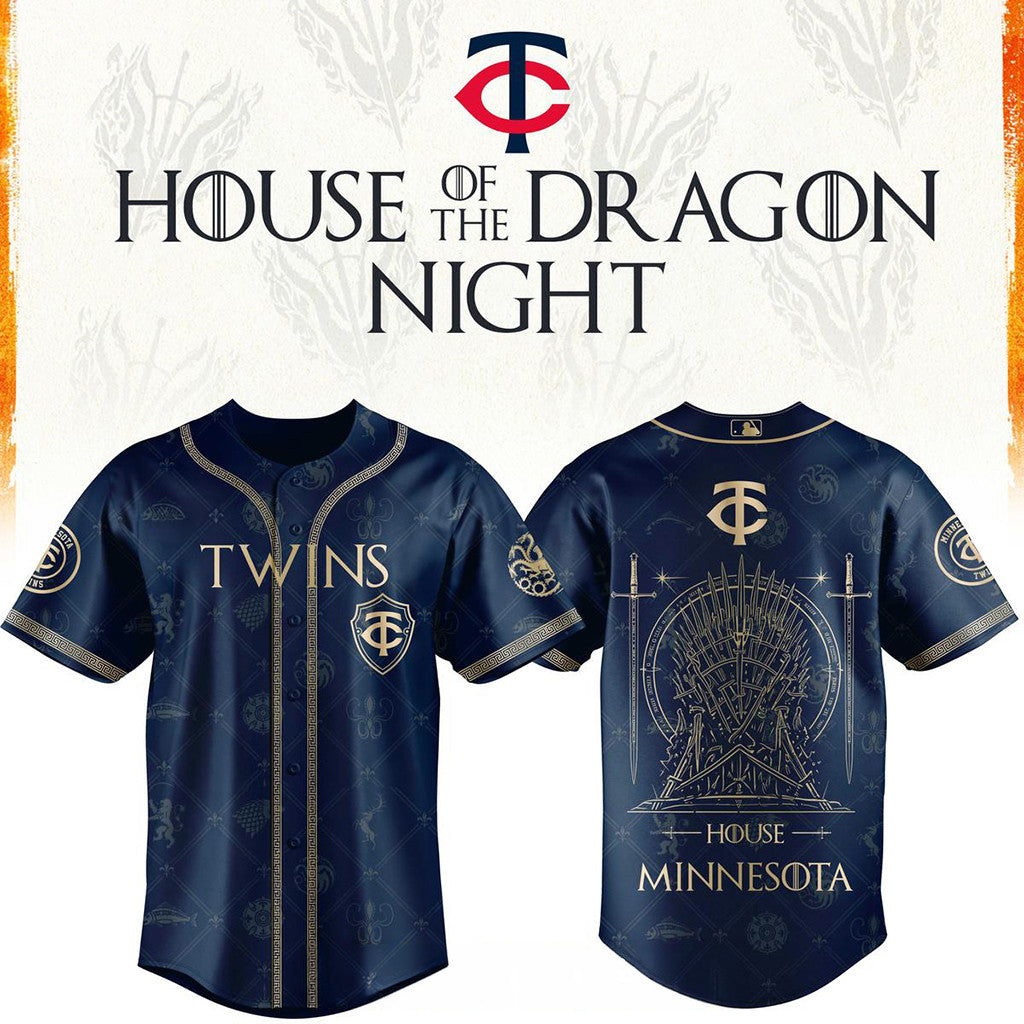 Minnesota Twins X House Of The Dragons 2026 GOT Night Baseball Jersey Twins Merch Fan Present - Loomnari