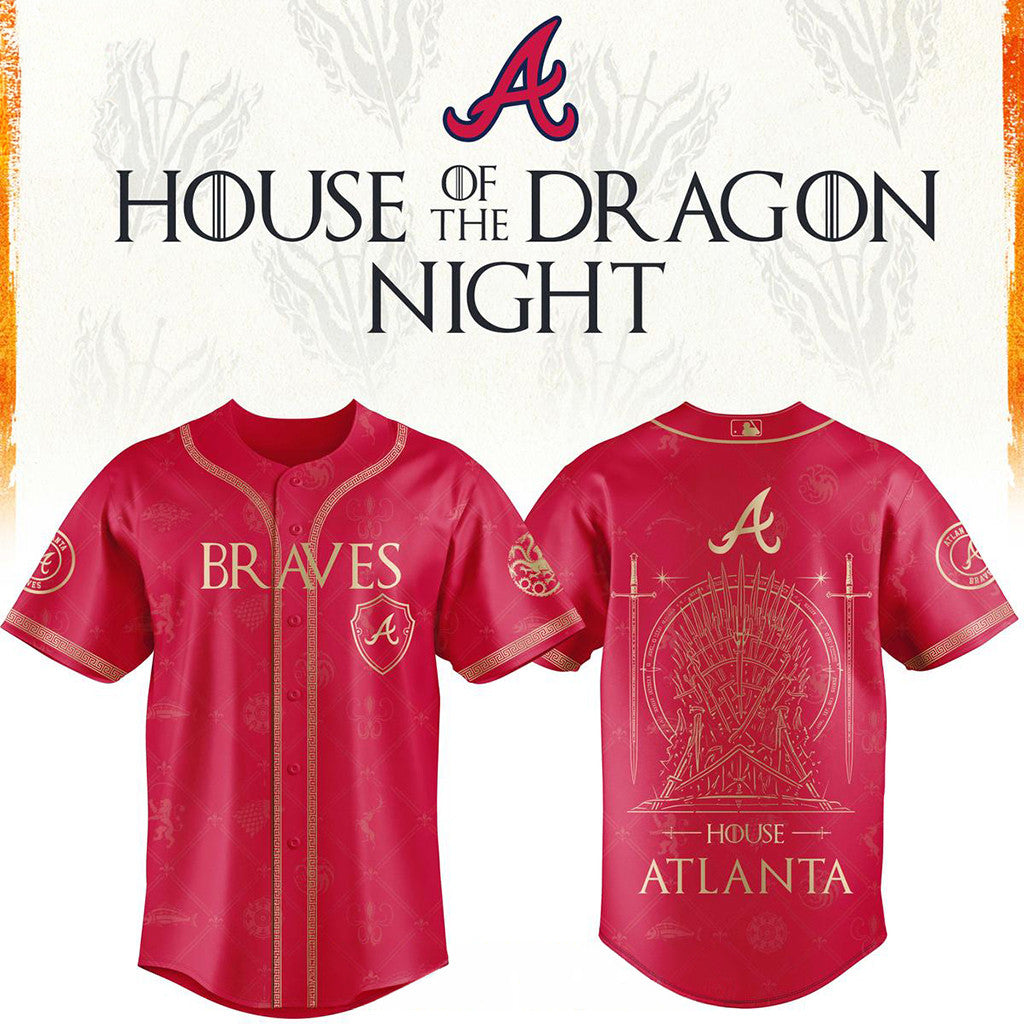 Atlanta Braves X House Of The Dragons 2026 GOT Night Baseball Jersey Atlanta Braves Merch Gifts - Loomnari