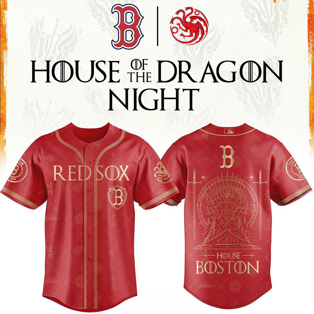 Boston Red Sox X House Of The Dragons 2026 GOT Night Baseball Jersey Red Sox Merch Best Gifts - Loomnari