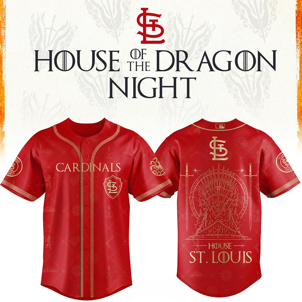St Louis Cardinals X House Of The Dragons 2026 GOT Night Baseball Jersey Cardinals Merch Red - Loomnari