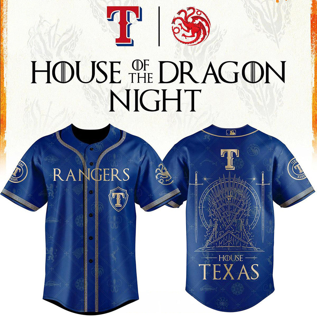 Texas Rangers X House Of The Dragons 2026 GOT Night Baseball Jersey Rangers Merch Fan Gifts - Loomnari