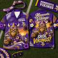 Minnesota Vikings 2026 Mascot Beach Vibes Summer Hawaiian Shirt Vikings Merch Gifts For Him - Loomnari