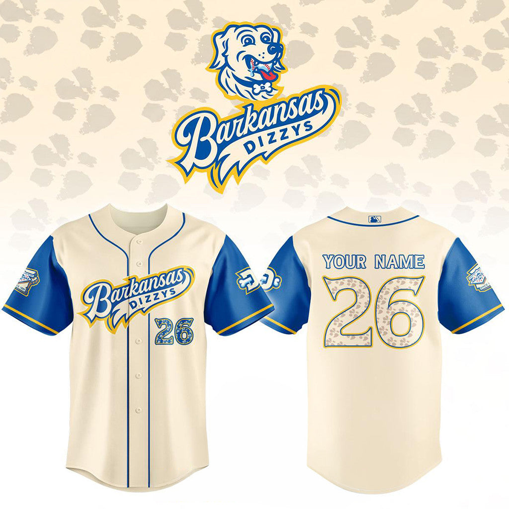 Personalized Arkansas Travelers Barkansas Dizzys 2026 Travs Honor Ballpark Pup Baseball Jersey - Loomnari