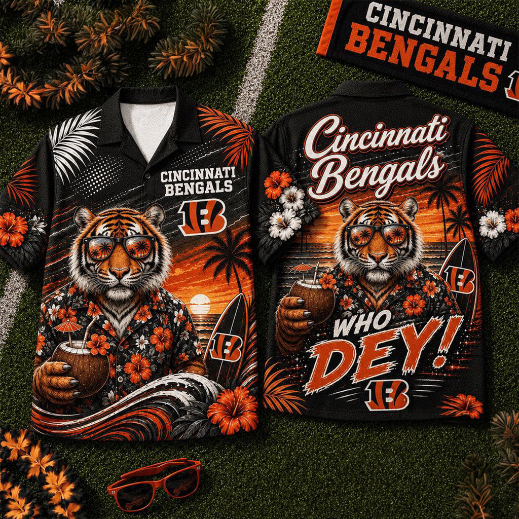 Cincinnati Bengals 2026 Mascot Beach Vibes Summer Hawaiian Shirt Bengals Merch Fan Gift Ideas - Loomnari