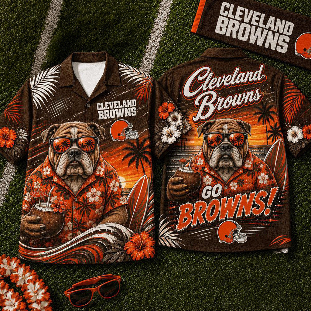 Cleveland Browns 2026 Mascot Beach Vibes Summer Hawaiian Shirt Browns Merch Gift For Fans - Loomnari