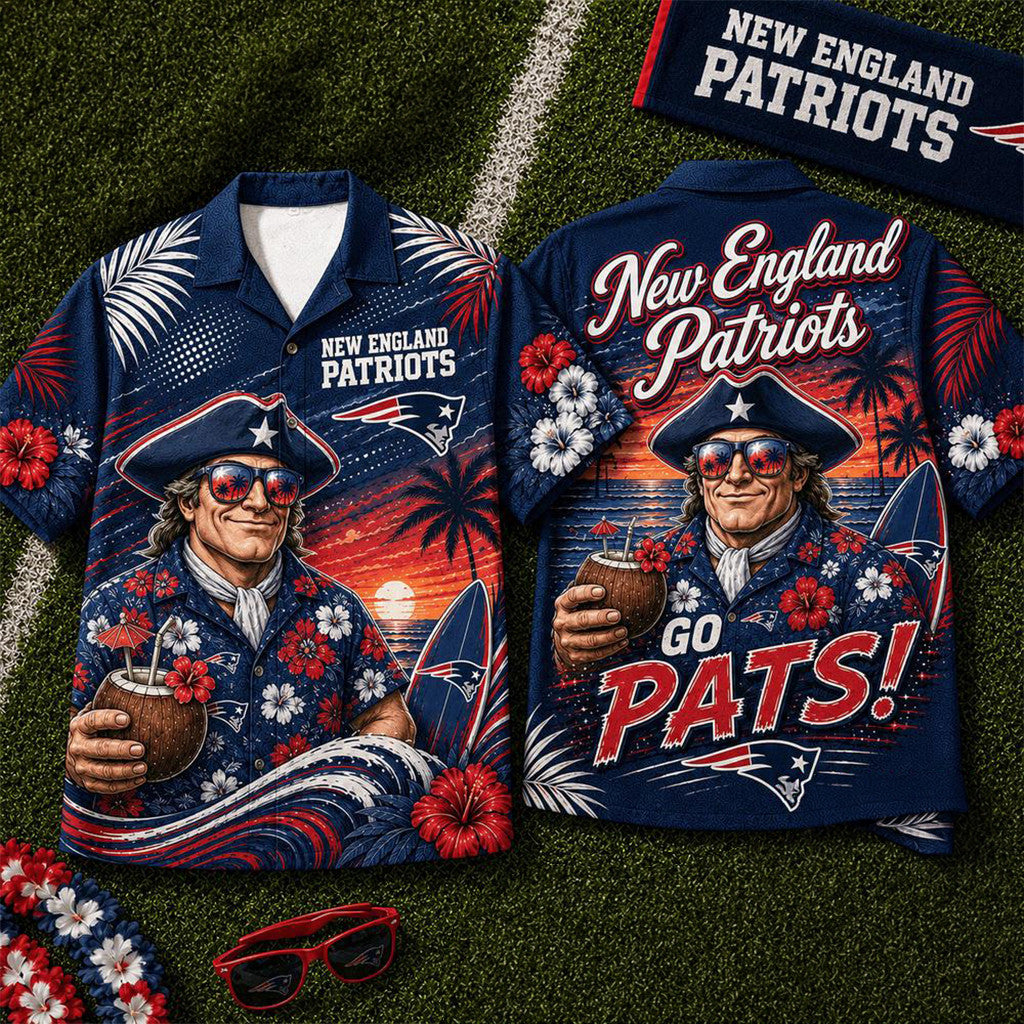 New England Patriots 2026 Mascot Beach Vibes Summer Hawaiian Shirt NE Patriots Merch Fan Gifts - Loomnari