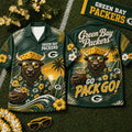 Green Bay Packers 2026 Mascot Beach Vibes Summer Hawaiian Shirt Packers Merch Fan Apparel - Loomnari