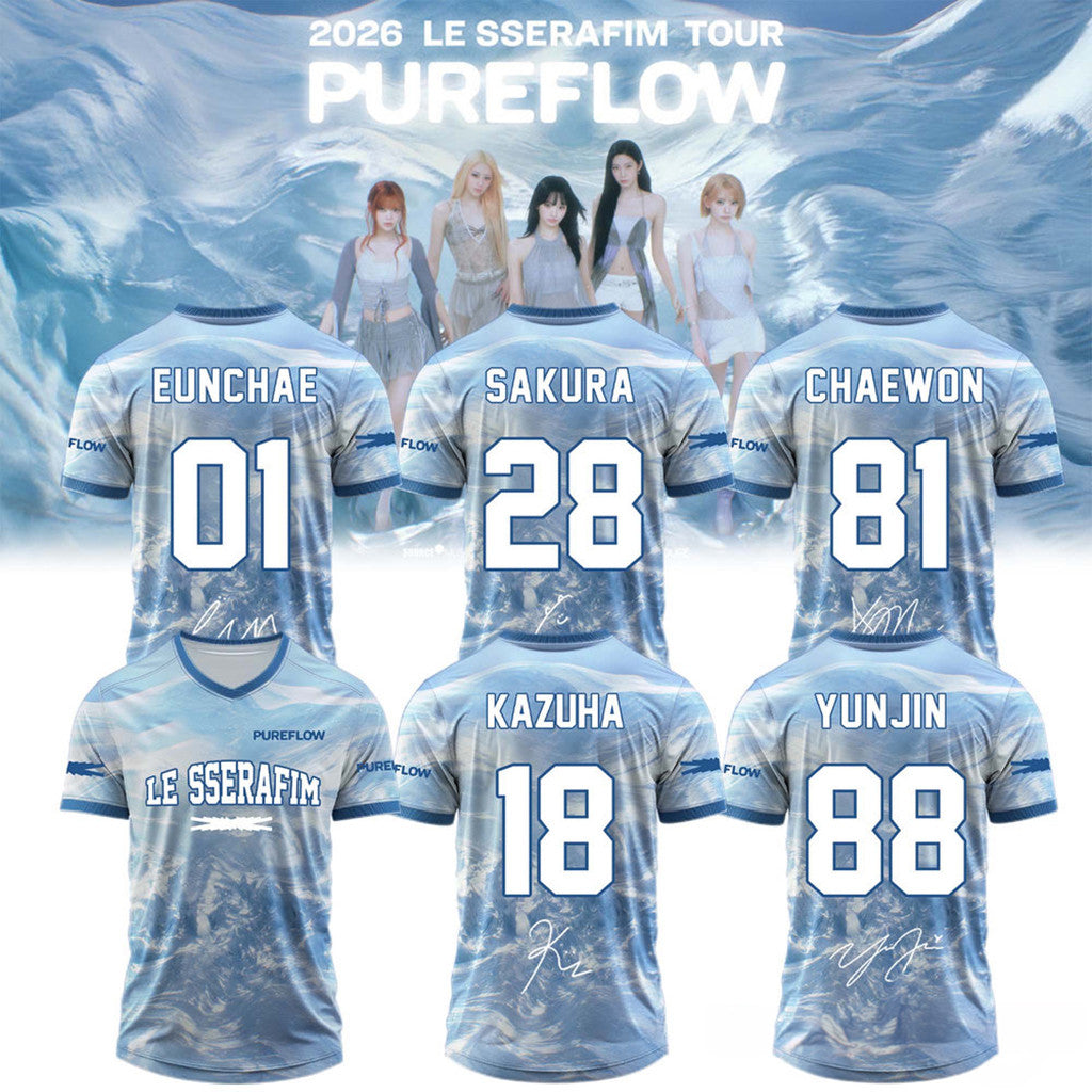 Le Sserafim Pureflow Tour 2026 Signature Jersey Le Sserafim Merch Gift For KPop Fans - Loomnari